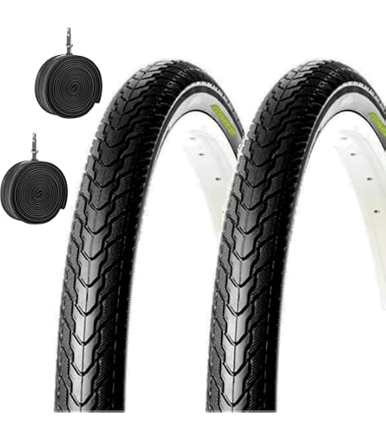 Pneu 26 X 1,75 + Chambre à Air SLICK Noir Pour Vélo De Ville - 47-559