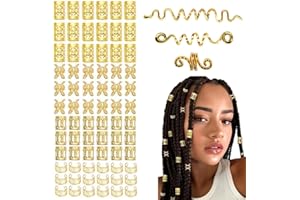 WIRZUL Gioielli Dreadlocks Trecce Clip, 43 PCS Dreadlock Perline Clip a Spirale, gioielli per capelli, gioielli dreadlocks da donna, Capelli Treccia, Accessori Decorazione,Per Uomini e Donne (Oro)