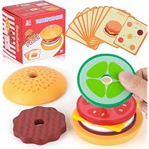 Juego De Hamburguesas Apilables De Madera, Hamburguesas Realistas Para Niños En Edad Preescolar Juego De Hamburguesas Apilables De Madera, Hamburguesas Realistas Para Niños En Edad Preescolar
