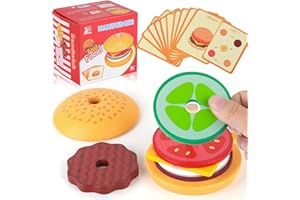 ZDNT Bois empilable Hamburger,Burger en Bois Jouet pour Enfants,Montessori Jouet pour 1 2 Enfants de 3 Ans,Jeu Educatif 2 Ans à Hamburger Empiler,Jouet Bois Enfant,Jouet éducatif pour 3 4 5 Ans