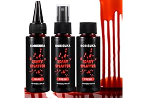 BOBISUKA Halloween Sangre Falsa Pack de 3, Spray de Sangre Falsa Realista, Lavable, Segura, Profesional Sangre Falsa como Espectáculo, Película, Broma, Disfraz de Zombies, Vampiros