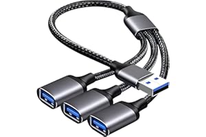 Lumitrex USB Splitter 3 Port, USB 3.0 2.0 Splitter,1 In 3 Out USB-Female to Male Extension Cable for Charging Data Transfer, Compatible with PC Laptop TV Keyboard Mouse