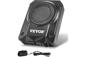 VEVOR Subwoofer per Auto Sotto Sedile, Subwoofer Auto Sottile Sistema Audio a Basso Profilo, Audio con Amplificatore integrato, Ingresso Livello Alto e Basso Regolatore del Volume 203 mm e 800 W