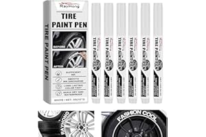 Laralily 6 PCS Reifenmarker,Reifen Stift Weiß Wasserfest,Wasserfest Reifenmarkierstift für Auto,Motorrad & Fahrrad,Reifenstift Weiß Wasserfest Präzise Linienführung & Ergonomisches Design