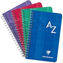 Clairefontaine Lot De 4 Carnets Spirale 9x14 Cm – Petits Carreaux 90g, Couverture Pelliculée Lavable, Couleurs Assorties