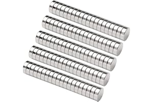 HHOOMY Imanes de Neodimio Cilindros Redondos Super Fuertes Imanes de tierras Raras Imanes De Nevera 100 Piezas N52 Imanes para Científico, Manualidades, Bricolaje, Hobby, Oficina, Hogar y Cocina 6 x 3mm