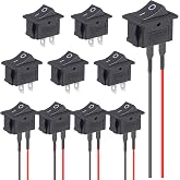 VEXUNGA 5Pcs Rocker Switch with Cable 5Pcs Switch 12V Mini Small Lever Switches ON OFF 6A 250V 10A 125V SPST 2Pins Black for