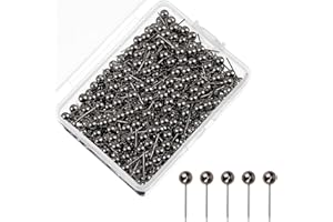 Kryzulax 200 Pezzi Puntine,Puntine da Disegno,4mm x 15mm Marcatura aghi testa rotonda Aghi,per bacheca in sughero, Puntine da Disegno, Chiodo in Sughero, Spilli (oro nero)