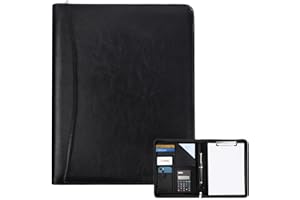 HOAAIGO Business Schreibmappe A4 Konferenzmappe PU Leder Businessmappe Arbeitsmappe Kunstleder mit Reißverschluss Dokumentenmappe für Unternehmen Büro Reisen Schreibmappe mit Klemmbrett Aktenmappe Organizer