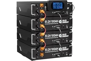 GLCE Energy 48V 100Ah LiFePO4 Akku, 5120Wh Lithium Batterie mit 100A BMS,Energie Torage Batterie,Lithium-Eisen-Phosphate Batterie für Solar, RV, PV-Inselanlage und Notstromsysteme（4 Pack）