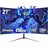 Gawfolk 27 pollici 180Hz curvo monitor per computer da gioco, 1800R，FHD 1080P, 98% sRGB, 1ms，FreeSync，178 ° grandangolo, HDR,