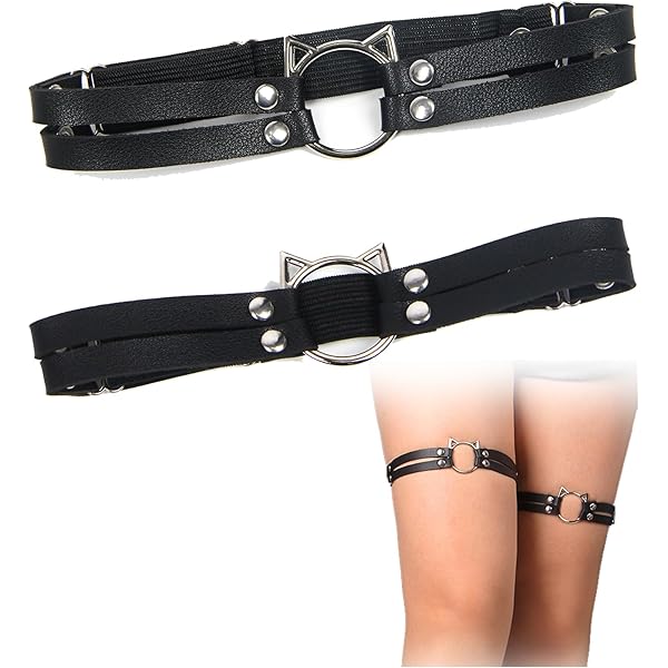 Lot De 2 Porte-jarretelles De Cuisse En Similicuir Réglable – Style Punk Gothique, élastique, Pour Fêtes, Cosplay, Déguisement - 11