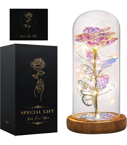 ALLOMN Rosa, Fiori Artificiali, Rosa Placcata Oro 24 Carati con Confezione Regalo Miglior Regalo per San Valentino Festa della Mamma Compleanno di Natale (Viola