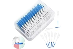 KIPTVO Interdental Brushes, Interdental Brushes Blue, 200PCS Silicone Floss Sticks Dental Dual Use Dental Floss Sticks, Picks Interdental Brush Portable Oral Tooth Clean, for Oral Cleaning (Blue)