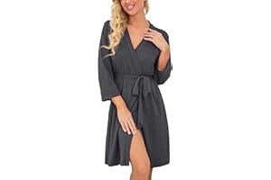 PrinStory Women Long/Short Bathrobe Knit Kimono Robes Soft Womens Dressing Gowns Casual Ladies Loungewear