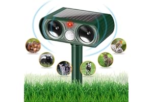 LENGDENG Cat Repellent Garden, Solar Powered Ultrasonic Fox Deterrent for Gardens, Cat Scarer IPX4 Waterproof, Solar Powered Animal Repellent Outdoor Farm Yard Effective for Squirrels, Dogs Foxes Birds