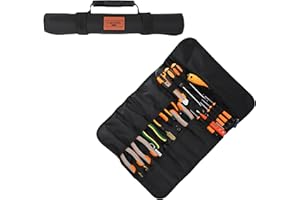 Copechilla Borsa porta attrezzi arrotolabile nera rotolo porta attrezzi portatile con cordino elastico Borsa porta attrezzi da lavoro con maniglia per moto e autoe Tessuto oxford resistente