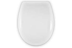ESTOLI TAPA WC FORMA O UNIVERSAL | BISAGRA AJUSTABLE | FÁCIL INSTALACIÓN Y LIMPIEZA | ASIENTO INODORO MUY RESISTENTE | BLANCO | 43 x 36 x 5,5 cm