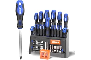 SORAKO Screwdriver Set,40 Piece Magnetic Screwdriver Set with Flathead and Phillips Screwdrivers, Durable Hand Screwdrivers Tool with Storage Holder,Suitable for Home, Office, Farm Maintenance