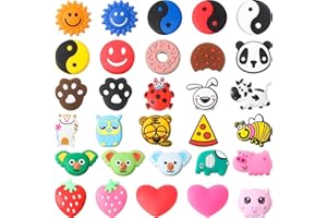 Leitee 30 Pcs Cute Tennis Dampener Funny Tennis Racket Vibration Dampener Soft Silicone Tennis Racquet Dampeners Tennis Damper for Tennis Gift, Assorted Designs