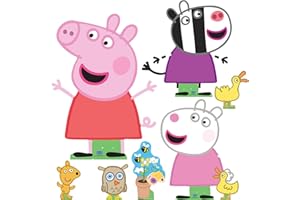Star Cutouts SC4523 Peppa, Zoe & Suzy Peppa Pig Party Supplies Multi-Pack Cardboard Cutouts 8PCS Peppa Theme, For A Happy Birthday & Room Decorations for Kids Boys Girls – Tallest Cutout Height 62cm