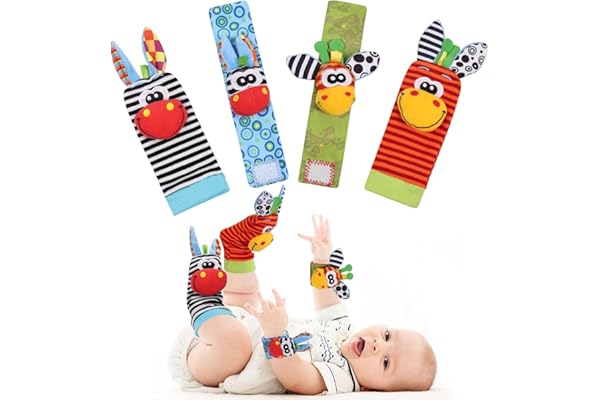HAGOT Hochet Bebe, Poignet et Chaussettes Hochet, Jouet Bebe 0 3 6 Mois, 0-9 Mois Jouet Nouveau Né Garçon Fille
