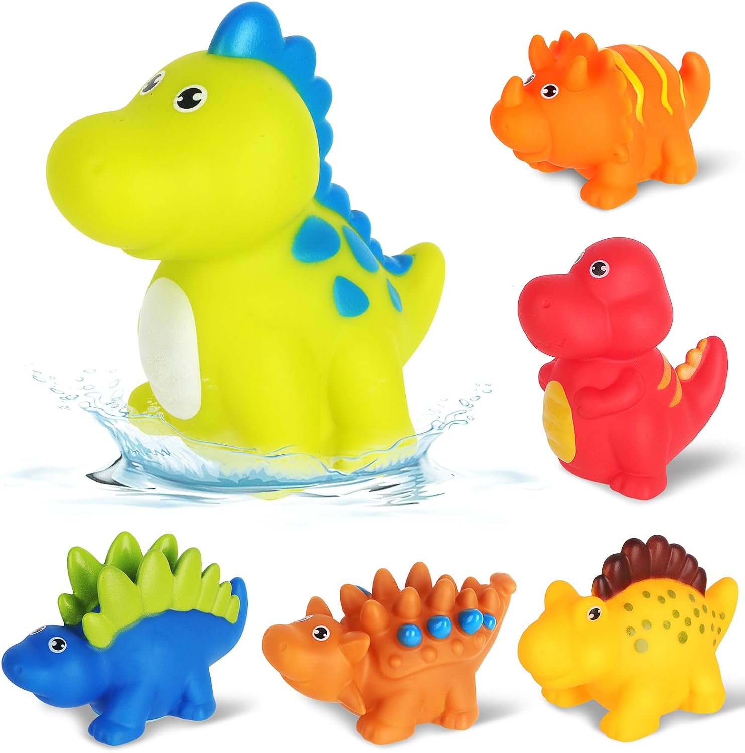 Baby Bath Toys for 1 Year Old 6 Pack Dinosaur Toddler Bath Toys for 1 2 3 4 Year Olds No Hole Mold Free Water Toys for Swimming Pool Toys for Boys Girls