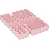 SPRINGOS Organizer Per Cassetti 7 Celle - Scatola Portaoggetti In Tessuto Non Tessuto Per Calzini, Biancheria Intima, Reggiseni - Pieghevole, Beige, 30x30x10 Cm