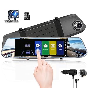 Specchietto retrovisore a 7 pollici per fotocamera Dash Cam 1080P Obiettivo doppio anteriore e posteriore con telecamera retrovisiva impermeabile (scheda SD da 16 GB)