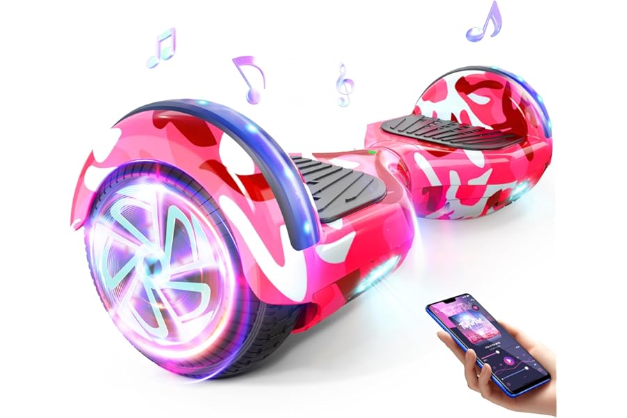 6.5” Hoverboard for Kids Ages 6-12, Bluetooth Hover Board with Light & Non-slip Footpads