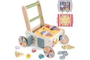 Kitchen Montessori Walker av trä, Baby Walker-leksak med justerbar hastighet