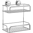 Croydex Stick 'N' Lock™ Two Tier Cosmetic Basket - No Drilling Bathroom Storage Solution, Versatile Shower Caddy, Elegant Chrome Bathroom Accessory, Easy to Clean and Reposition, 2.5Kg Load