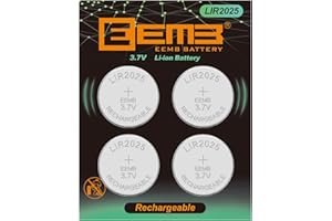 EEMB 3.7 V LIR2025 Batería Recargable de Ion de Litio, 30 mAh, Certificado UL para Auriculares Bluetooth, Controlador de Juegos de luz y Juguetes 4pack