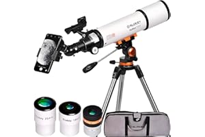 SLOKEY DISCOVER THE WORLD Slokey 50080 Telescopio Terrestre y Astronómico Refractor 25x-250x - Telescopio Portátil 80 mm para Niños y Principiantes - Observación de Estrellas Luna, Planetas, Incluye Trípode de Acero Inoxidable