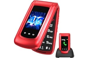 uleway T380D Telephone Portable Senior 4G, Téléphone à Clapet Débloqué avec Grandes Touches, Double Écran 2,4"+1,77",Caméra,HD Voice,SOS,Socle Chargeur Inclus
