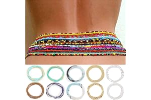 Sethain Mode Perles Taille Chaîne africain Ventre Perle Chaîne du corps plage 10 pièces Taille Bijoux Été Accessoires de carrosserie pour femme Perte de poids (02)