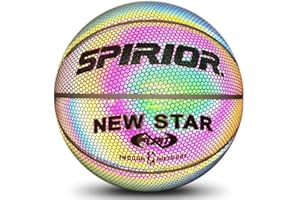 FOXCUP shangjia Glow Pallacanestro, Palla da basket incandescente riflettente, Rainbow Size 7 Riflettente Pallone da basket incandescente Luminoso per gioco notturno Pallone da basket illuminato Taglia