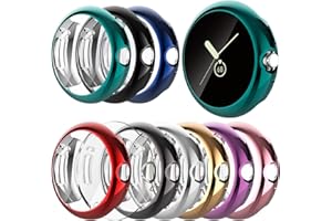 Dilhvy Etui ochronne z ochroną wyświetlacza, 10 sztuk, kompatybilne z Google Pixel Watch / Google Pixel Watch 2, miękkie etui ochronne z termoplastycznego poliuretanu (TPU), cienkie platerowane folią