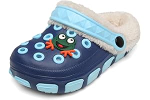 SMajong Enfant Sabots Hiver Garçon Fille Chaud Pantoufles Peluche Chaussons de Maison Mules Chaussures de Jardin Antidérapant 25-36 EU