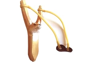 Outletdel ocio Tirachinas Artesano de Madera Maciza. Diseño Zorro. Decorado a Mano. para Uso Deportivo