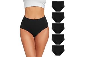 YESWEL Unterhosen Damen 5er Pack, Baumwolle Hohe Taille Unterwäsche, Hipster Stretch Atmungsaktive Panties für Frauen (Gr. S-3XL)