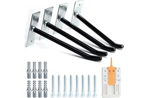 Sinoer 4 ganchos de garaje para sistema de almacenamiento de neumáticos, ganchos de montaje en pared con tornillos y anclajes de metal, soporte para neumáticos/llantas para coche, color negro