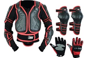 STAR AST Kids Children’s Safety Protective Reflective Body Armor Suit Back Protector Great for Sporting Activities with Knee Pad & Hard Knuckle Gloves Sleeveless Suit