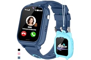 ‎JUBUNRER JUBUNRER 4G Smartwatch dla Dzieci z GPS WiFi Telefon Wideo SOS Krokomierz Gry Kamera Budzik Kalkulator Muzyka Wodoodporne Prezenty Inteligentny Zegarek dla Dzieci - dla Dziewczynek i Chłopców