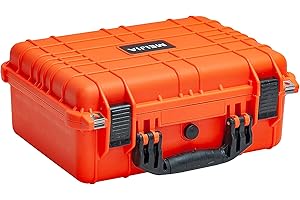 MEIJIA Portable All Weather Waterproof Protective Case,Hard Case,Camera Case with Customized Fit Foam,Fit Use of Drones,Camera,Equipments,Pistols,13.35 x11.63x5.98inches (Orange)