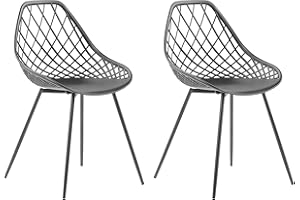BELIANI Zestaw 2 krzeseł do jadalni czarny metalowe nogi ażurowe oparcie syntetyczne Canton