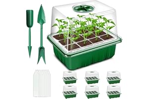 zociko Bandeja de Germinación de Semillas, 6 Pcs 72 Celulas Bandejas Semilleros, Mini Invernadero Bandejas de Cultivo Germinación, Bandeja de Plántulas Reutilizables con Tapa para Cultivo de Semillas