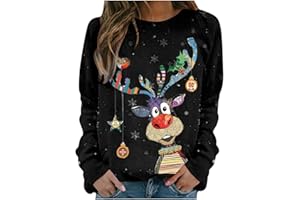 uxxnjfg Pull Moche de Noël Moche Sapin de Noel Impression Sweatshirt Hiver Chaud Col Rond Sweat-Shirt Adulte Automne Manches Longues Sweat