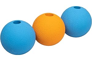 Amazon Basics Pelotas de juguete para perro, 6.35 cm (paquete de 3), Azul, Naranja