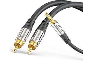Sonero Premium kabel adaptera audio, 10,0 m, jack 3,5 mm na 2 x wtyk cinch, pozłacane styki, czarny